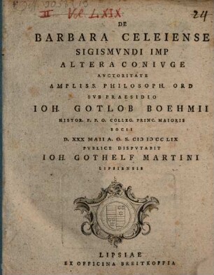 De Barbara Celeiense, Sigismundi Imp. altera coniuge
