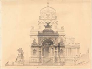 Gedächtnishalle für Kaiser Wilhelm I., Berlin: Seitenansicht 1:100