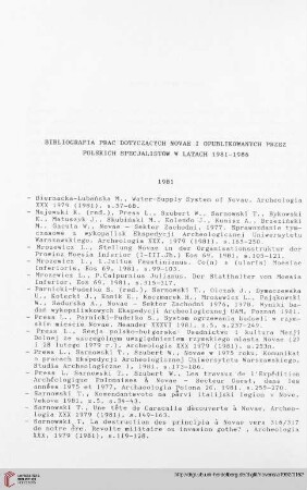 Bibliografia prac dotyczących Novae i opublikowanych przez polskich specjalistów w latach 1981 - 1986