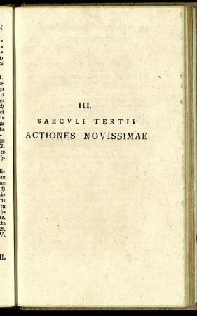 III. Saeculi Tertii Actiones Novissimae