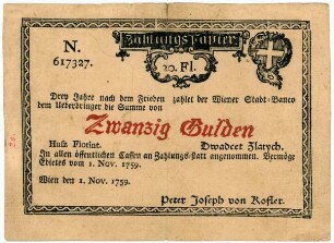 Geldschein, 20 Gulden, 1.11.1759