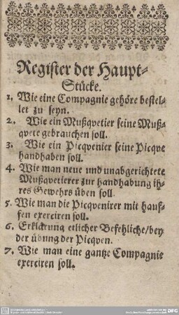 Register der Haupt-Stücke.
