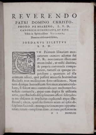 Reverendo patri domino Christophoro Pensabeno