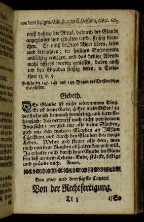 Das zwey und dreyßigstes Capitel. Von der Rechtfertigung. - Das vier und dreyßigste Capitel. Von der Kindschafft derer Gläubigen bey Gott.