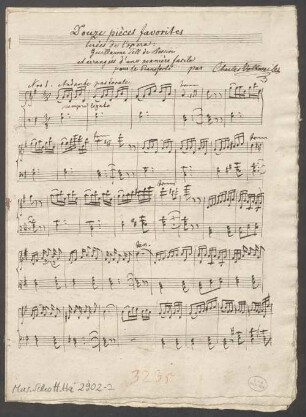 12 Keyboard pieces, pf - BSB Mus.Schott.Ha 2902-2 : [heading:] Douze pièces favorites // tirées de l'opera: // Guillaume Tell de Rossini // et arrangées d'une manière facile // pour le Pianoforté par Charles Vollweiler