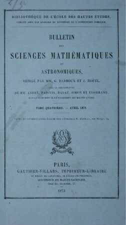 Tome Quartiéme. - Avril 1873.