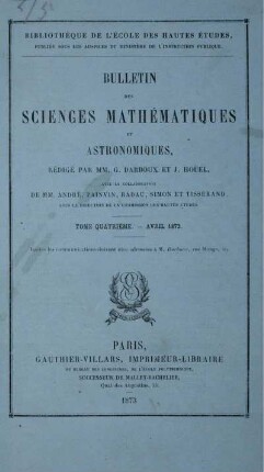 Tome Quartiéme. - Avril 1873.