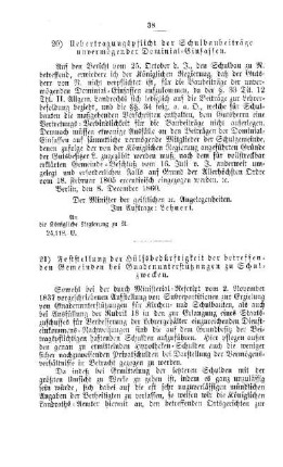 Feststellung der Hülfsbedürftigkeit der betreffenden Gemeinden bei der Gnadenunterstützungen zu Schulzwecken : [IV. Elementarschulwesen]