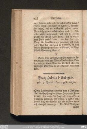 Franz Hedelin d'Aubignac, geb. zu Paris 1604, gest. 1676.