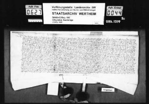 Graf Georg zu Wertheim und Bürgermeister, Rat und Bürger zu Wertheim verkaufen an die Erben des + Friedrich von Ratzenberg jährliche 20 fl. rh. um 400 fl.