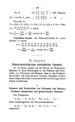 II. Capitel. Wahrscheinlichkeiten wiederholte Versuche.