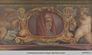 Innendekoration : Medaillons mit Porträts von Cimabue, Giotto und Masaccio