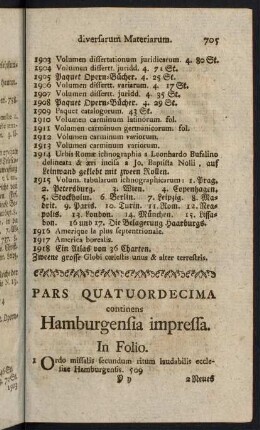 705-755, Pars Quatuordecima continens Hamburgensia impressa