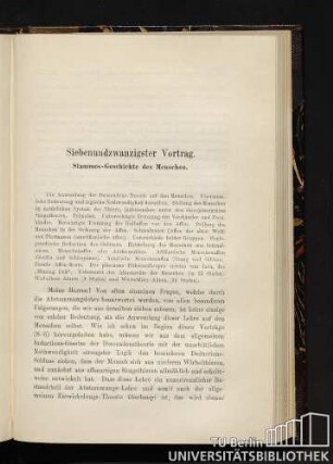 Siebenundzwanzigster Vortrag. Stammes-Geschichte des Menschen.