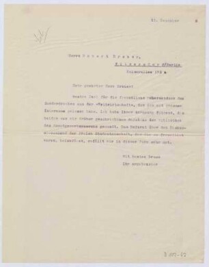 Schreiben an Robert Breuer (Brief)