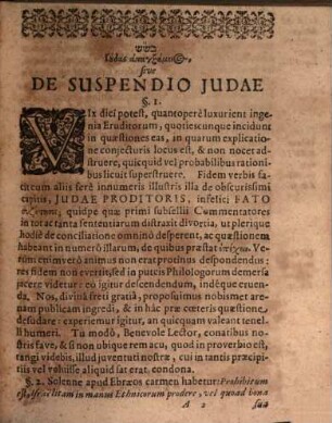 Iudas Apanxamenos, Sive De Suspendio Judae Diatribe Academica