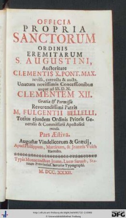 [2]: Pars Aestiva: Officia Propria Sanctorum Ordinis Eremitarum S. Augustini