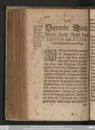 IIII. Vorrede Doct. Mart. Luth. Auff das XXXVIII. und XXXIX. Capitel Hesekiel/ vom Gog.