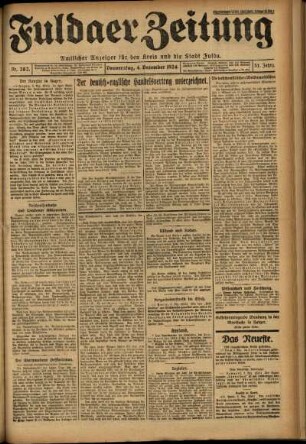 Erste Ausgabe vom Donnerstag, den 04. Dezember 1924.