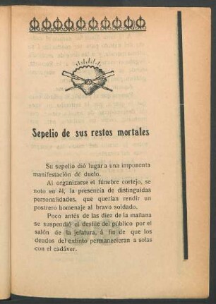 Sepelio de sus restos mortales