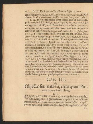 Cap. III. De Objecto seu materia, circa quam Protestationes fierei solent.