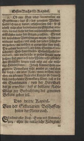 Das dritte Kapitel. Von der Sekretarien Beschaffenheiten der Natur nach.