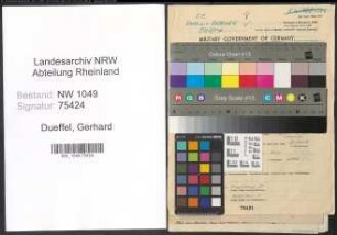 Entnazifizierung Gerhard Dueffel , geb. 11.09.1904 (Dreher)