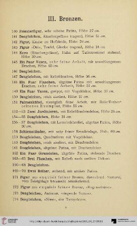 III. Bronzen (Nr. 140-179)