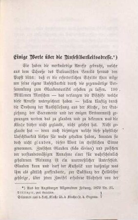 Einige Worte über die Unfehlbarkeitsadresse und: Die neue Geschäftsordnung des Concils und ihre theologische Bedeutung : zwei Gutachten