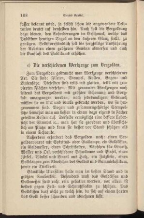 c) Die verschiedenen Werkzeuge zum Vergolden.