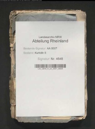 Verhandlungen zwischen Kurköln und Sayn-Wittgenstein wegen Abtretung von Schloss, Stadt und Amt Hachenburg