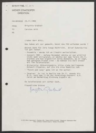 Brief an Carsten Witt, 23.11.1990