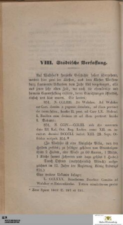 VIII. Städtische Verfassung