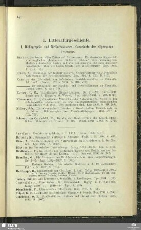 I. Litteraturgeschichte