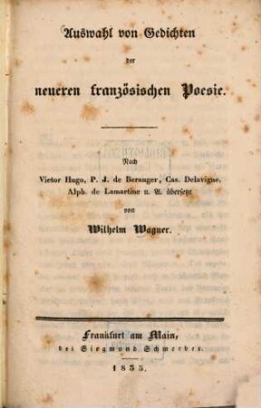 Auswahl von Gedichten der neueren französischen Poesie