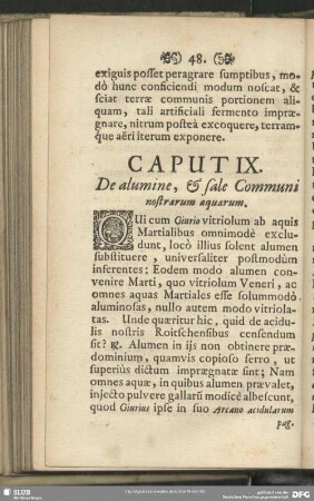 Caput IX. De alumine, & sale Communinostrarum aquarum