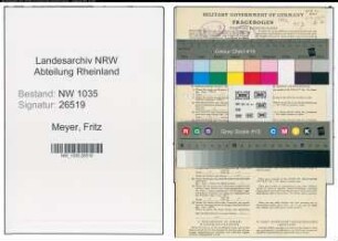 Entnazifizierung Fritz Meyer , geb. 27.08.1910 (Elektriker)