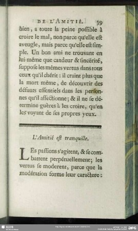 L' Amitié est tranquille