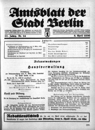 1936,14: Nr. 14, 5. April 1936