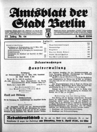1936,14: Nr. 14, 5. April 1936