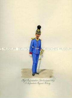 Uniformdarstellung, Oberleutnant des 1. Infanterie-Regiments "König", Königreich Bayern, 1859.