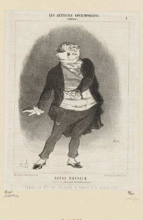 Henri Monnier, Blatt 1 der Folge "Les Artistes Contemporains", in: "Le Charivari", Paris 1852