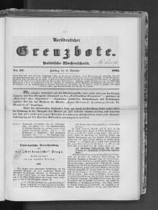 No. 27. Hamburg, den 24. November. 1861.