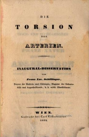 Die Torsion der Arterien : Inaugural-Dissertation