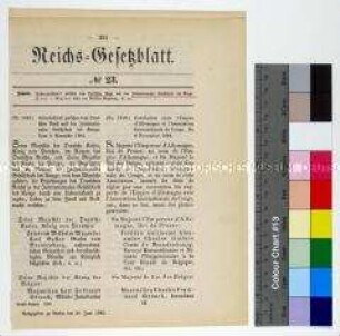 Deutsches Reichsgesetzblatt von 1885 mit Wortlaut der Übereinkunft zwischen dem Deutschen Reich und der Internationalen Gesellschaft des Kongo vom 8.11.1885 im Vorfeld der Kongokonferenz (in deutscher und französischer Sprache)