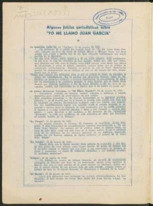 Algunos juicios periodísticos sobre "Yo me llamo Juan García"
