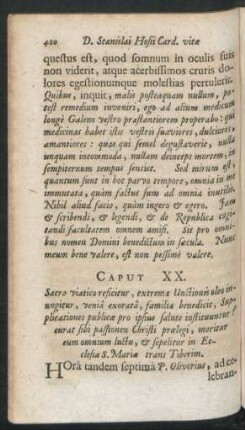 Caput XX. Sacro viatico reficitur, extremae Unctionis oleo inungitur, venia exorata, familiae benedicit ...