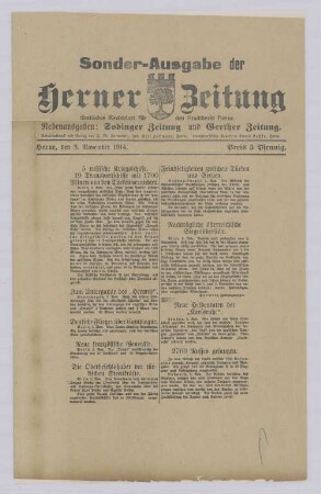 "Deutsche Flieger über Compiegne. Feindseligkeiten zwischen Türken und Serben."