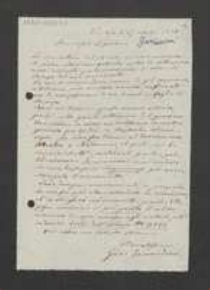 Brief von Giovanni Zanardini an Unbekannt