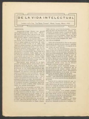 De la vida intelectual : Landacio de la Cruz, "Las nuevas promesas", Mérida, Yucatan, México, 1922